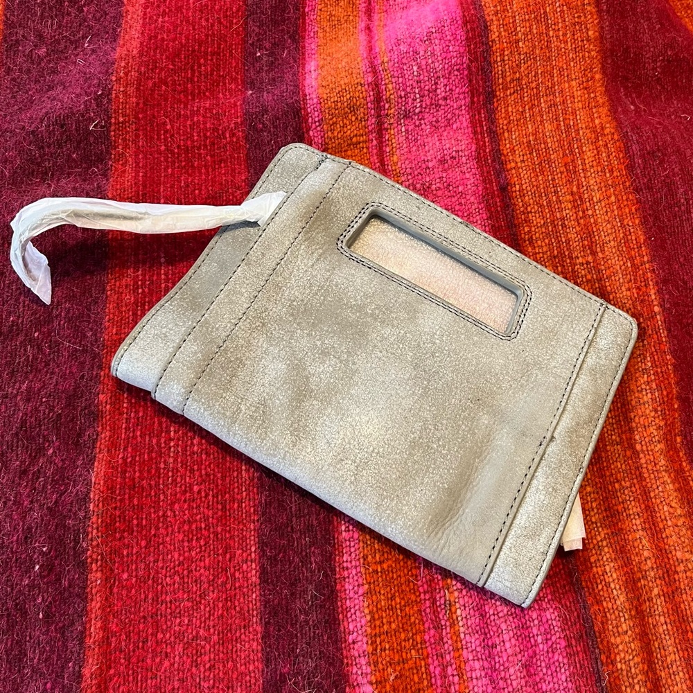 NWT HOBO Ace Clutch in Buffed Leather Olive Oil color